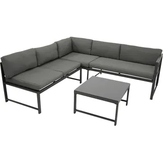 DEGAMO Funktions Lounge Set MONTANA, Aluminium dunkelgrau, Polster grau,