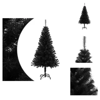 vidaXL Künstlicher Weihnachtsbaum mit Ständer Schwarz 120 cm PVC - Weihnachtsbäume - Schwarz