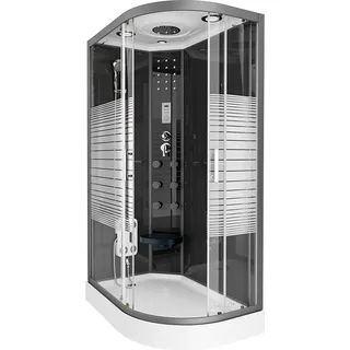HOME DELUXE - Komplettdusche BLACK PEARL - Maße: 120 x 80 cm Rechts - inkl. Regendusche, Radio und Zubehör I Duschtempel Fertigdusche, Dusche, Duschtempel - Schwarz