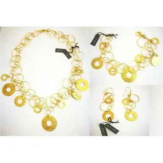 Swarovski Parure Halskette Armband Ohrringe Damen Edelstahl PVD Gold Liste 237€