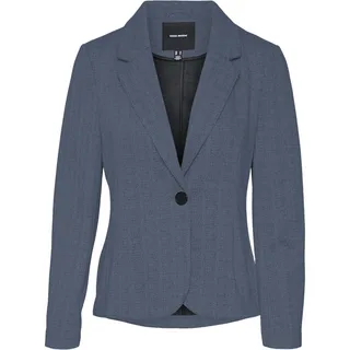 VERO MODA Damen Vmsilva Ls Fitted Blazer, Black/Detail:Asphalt Herringbone, 40