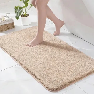 Exclusivo Mezcla Badematte Badteppich Weiche rutschfeste und Saugstarke Mikrofaser Fußmatte, Waschmaschinenfest und Schnelltrocknend für Badezimmer, Dusche und Wohnraum, 60x120 cm, Einfarbig Kamel