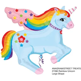 Ballonim® Einhorn Einhornkopf Luftballons 80cm 45 cm Folienballon Geburtstag XXL Ballon Herz (Regenbogen)