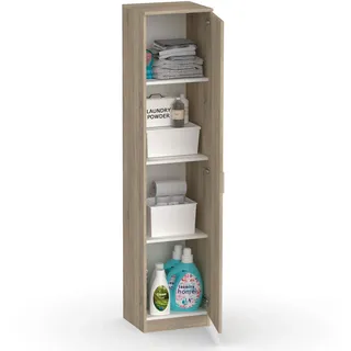 Muebles Pitarch | Multifunktionaler Schrank mit 1 Tür für Reinigung, Küchen, Galerien, 4 Fächer, 180x40x35 cm (Höhe x Breite x Tiefe), Tür links oder rechts, Eiche Cambrian, Tibet Kollektion