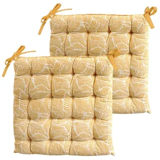 Atout Ciel Stuhlkissen, quadratisch, zweifarbig, 40 x 40 cm, Gelb, Bedruckt, einfarbig, 2 Stück