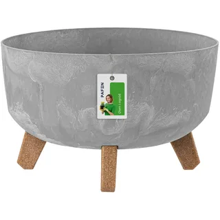 Prosperplast DGRL300LE Blumentopf mit Füßen 17,5 x Ø 28,5 cm Blumentopf Betonoptik Gracia Grau