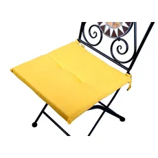 VERDELOOK Quadratisches schmutzabweisendes Sitzkissen für Stühle, mit Bändern für bequemes Sitzen, gelb