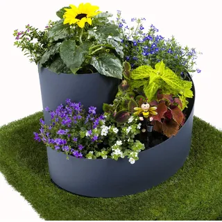 Jardinion Kräuterspirale Kräuterschnecke 35cm x 55cm Grau | Pflanzspirale für draußen, Kräuterbeet Balkon, Hochbeet Gewürzspirale, Kräuterhochbeet outdoor, Wendeltreppentopf Kunststoff