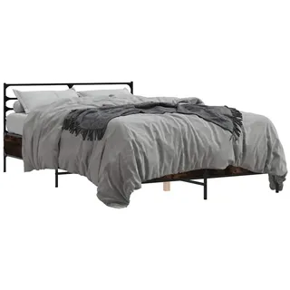 vidaXL Bettgestell Räuchereiche 120x200 cm Holzwerkstoff und Metall - Braun