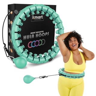 K-MART Smart Weighted Hula Ring Hoops, Hula Circle 24 Abnehmbarer Fitnessring mit 360-Grad-Auto-Spinning-Ballmassage, Gymnastik, Fitness für Erwachsene zur Gewichtsreduktion (Mintgrün)