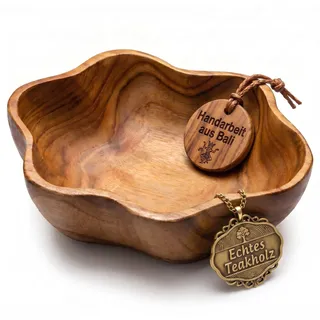 Exquisite 20 cm Holzschale Teakholz Deko Holz Schale Handarbeit Bali Teak 07