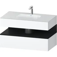 Duravit Qatego Einbauwaschtisch mit Konsolenwaschtischunterbau, 1000x550x600mm, Nische Eiche Schwarz, QA4786016, Farbe: Weiß Matt/mit Nischenbeleuchtung