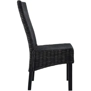 vidaXL Esszimmerstühle 2 Stk. Schwarz Kubu-Rattan und Mahagoniholz - Schwarz