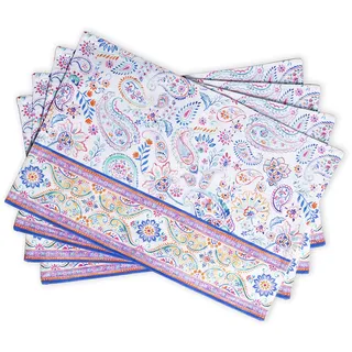 Maison d' Hermine Indian Floral 100% Baumwolle Set mit 4 Tischsets für den Esstisch | Küche | Hochzeit | Alltag | Dinnerpartys | Frühling/Sommer (33 CM x 48 CM)