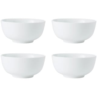 Mikasa Chalk 4-teiliges Porzellan-Müslischalen-Set, weiß | Porzellan-Suppenschalen | Set weißer kleiner Schalen, 14cm - Geschenkkarton, mikrowellen- und spülmaschinenfest