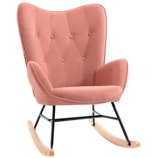 Homcom Schaukelstuhl mit Polsterung (Farbe: Rosa Natur)