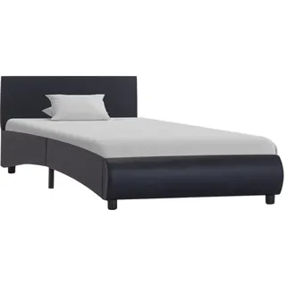 vidaXL Bettgestell mit LED Schwarz Kunstleder 90x200 cm - Schwarz