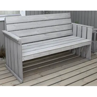 Ambientehome Strandgut07 3-Sitzer Loungesofa Kiefernholz, Gartenbank, grau, ca. 150 cm