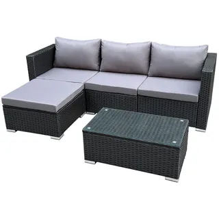 Svita Gartenlounge Queens Polyrattan Schwarz , Kunststoff , rechteckig , Gartenmöbel, Gartengarnituren, Gartenmöbel-Sets