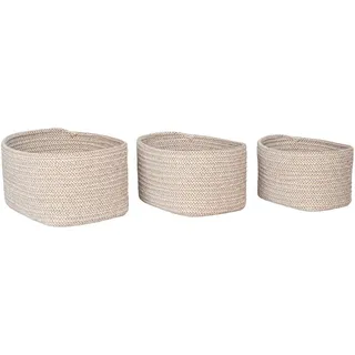 Korbset , Beige , Textil , 3-teilig , oval , Ordnen & Aufbewahren, Körbe, Dekokörbe