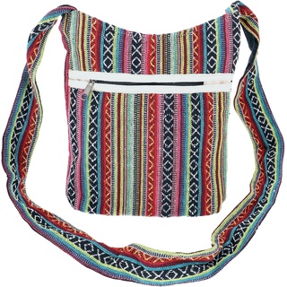 Kleiner Schulterbeutel, Boho Schultertasche, Tasche im Ethnostyle - Rosa/bunt, Herren/Damen, Mehrfarbig, Baumwolle, Size:One Size, 25x25x12 cm, Alternative Umhängetasche, Handtasche aus Stoff