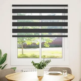 vidaXL Doppelrollo Schwarz 130x150 cm Stoffbreite 125,9 cm Polyester - Schwarz