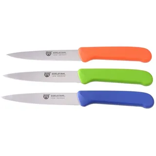 Gräwe Gemüsemesser, Set, kleines Küchenmesser-Set, Obstmesser, Schälmesser, Edelstahl, schwarz, super scharf geschliffen (Bunt, 3er Set)