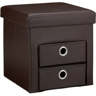 Relaxdays Sitzhocker mit 2 Fächern Dunkelbraun,Silber