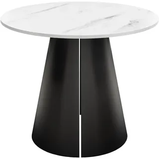 Runder Ausziehtisch LAVA, Tischdurchmesser 120 cm, Schwarz / Marmor Bianco