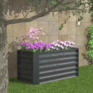 VCM Metall Hochbeet 120x60x57 cm – Rechteckiger Pflanzkasten für Garten & Terrasse – Großes Gartenbeet aus Metall, Pflanzenbeet ohne Boden, Galdo L - Schwarz