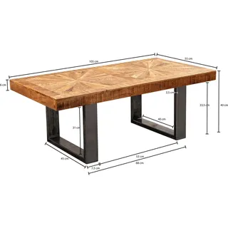 Wohnling Couchtisch Braun Mangoholz 105 x 55 x 40 cm