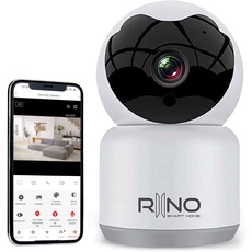 RIINO Überwachungskamera WiFi für den Innenbereich, Full HD 2MP, Baby Phone Audio Video, Nachtsicht 8 – 10 m, Bewegungserkennung und -verfolgung, bidirektionales Audio innen 355°, Sofortwarnung