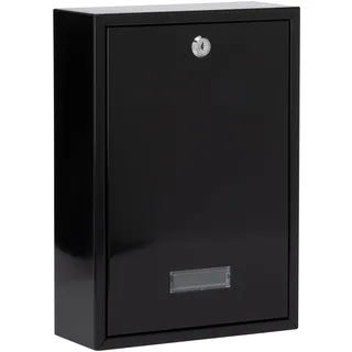 Burg Wächter MB11BK Forth Hintertüre und wandmontierter, abschließbarer, wetterfester Briefkasten aus verzinktem Stahl — Forth Schwarz — 251 x 354 x 100 mm