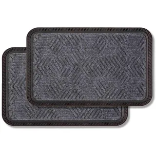 Astra Fussmatte AUßEN Border Star 2ER Set , Dunkelgrau , Textil , 50x80 cm , Teppiche und Böden, Schmutzfangmatten, Fußmatten