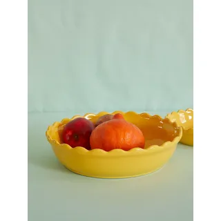 Groß rund Steingut Ofenform - Gelb