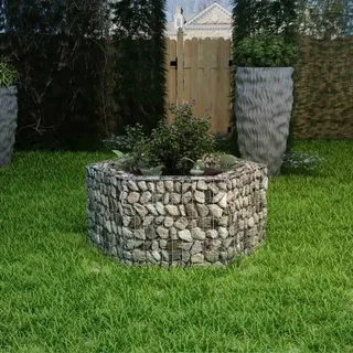 Sechseckiges Gabionen-Hochbeet 100×90×50 cm - Silber