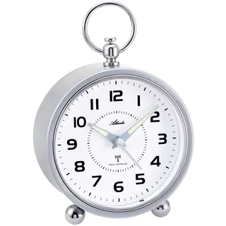 Atlanta Großer Funkwecker Retro Design Metallgehäuse Analog Licht Snooze Crescendo Zahlen - 1836/19 (Silber)