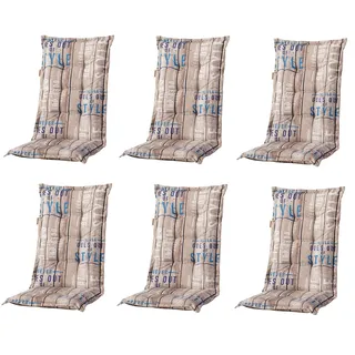 Madison 6x C306 Hochlehner Gartenstuhl Auflagen 8cm taupe gestreift