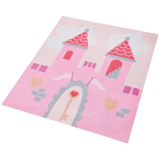 Zala Living Prinzessinnenschloss Kinderteppich, Polyamid, Pink, 100 x 100 x 0,7 cm