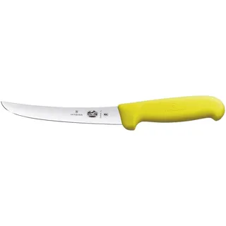 Victorinox Fibrox Ausbeinmesser, Swiss Made, 15cm Gebogene Klinge, Rutschfest, rostfrei, Edelstahl, gelb