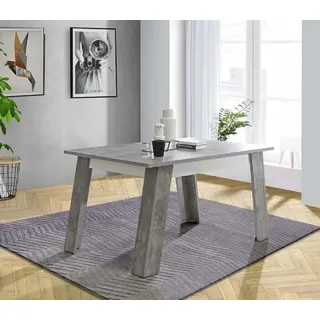 Forte Möbel ZUMBA Esstisch ausziehbar, Holzwerkstoff, Betonoptik hellgrau/weiß, B x H x T: 140 x 75 x 90 cm