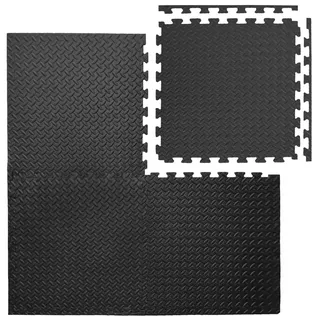 Eyepower Bodenschutzmatten, 4 Matten als Set, Schwarz , Kunststoff , Quadratisch , 63x63 cm , waschbar , Teppiche und Böden, Bodenbeläge, Bodenzubehör, Bodenschutzmatten
