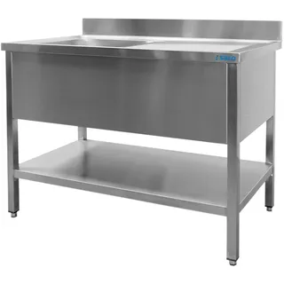 Saro Spültisch mit 1 Becken, links 1200x700x850mm Türen und Aufkantung