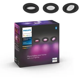 Philips Hue White & Col. Amb. Centura Einbauspot 3 flg. Schwarz/Weiß 3x350lm, 929003045501