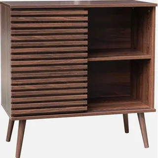 sweeek Skandinavisches Sideboard in Holzdekor mit geriffelter Schiebetür b 80 cm - sweeek