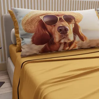 PETTI Artigiani Italiani - Bettwäsche Tiere mit Hunden aus Baumwolle mit Kissenbezügen im Digitaldruck, Bettwäsche für französisches Bett, 100% Made in Italy