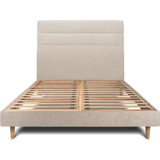 Bett mit Kopfteil – Korbgeflecht-Canvas-Stoff - 140 x 190 cm