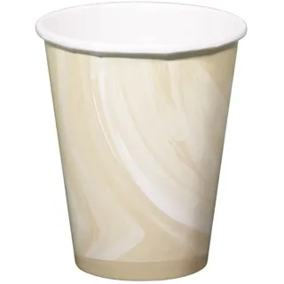 Folat 61913 Paper Party Tableware Pappbecher Marmor Beige 250ml - 6 Stück Einweggeschirr Partybecher für Geburtstagsfeier, Babyparty, Hochzeit, Brautparty