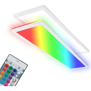 Briloner Tava LED Deckenlampe 98cm mit indirektem Licht, RGB+W bunte Lichtfarben, Fernbedienung, LED Lampe, LED Deckenleuchte, Wohnzimmerlampe, LED Panel, Küchenlampe, 98x20x3 cm, Weiß