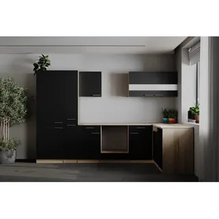 Respekta Winkelküche L-Form 310 cm Schwarz